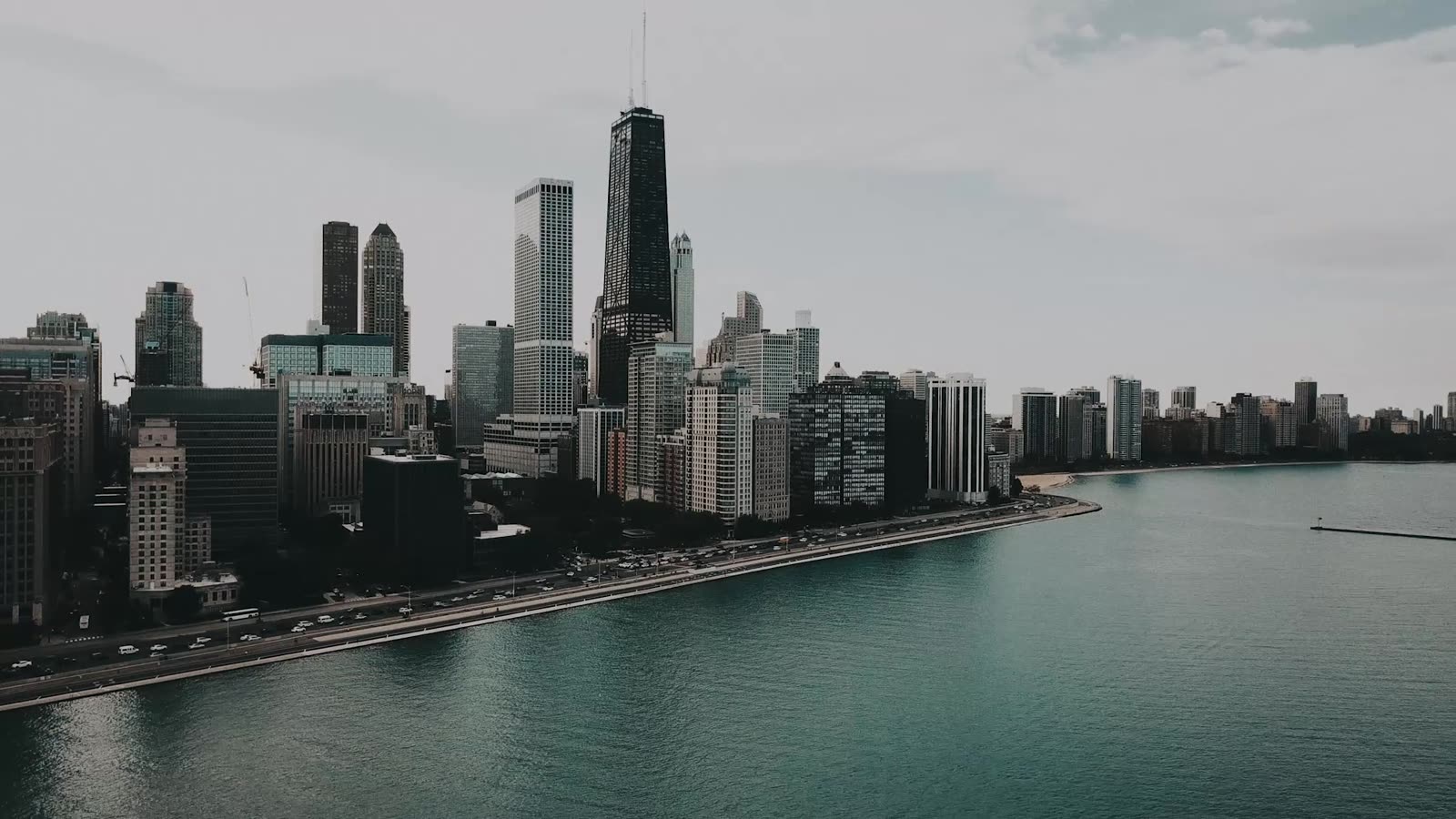 Chicago skyline over the lake