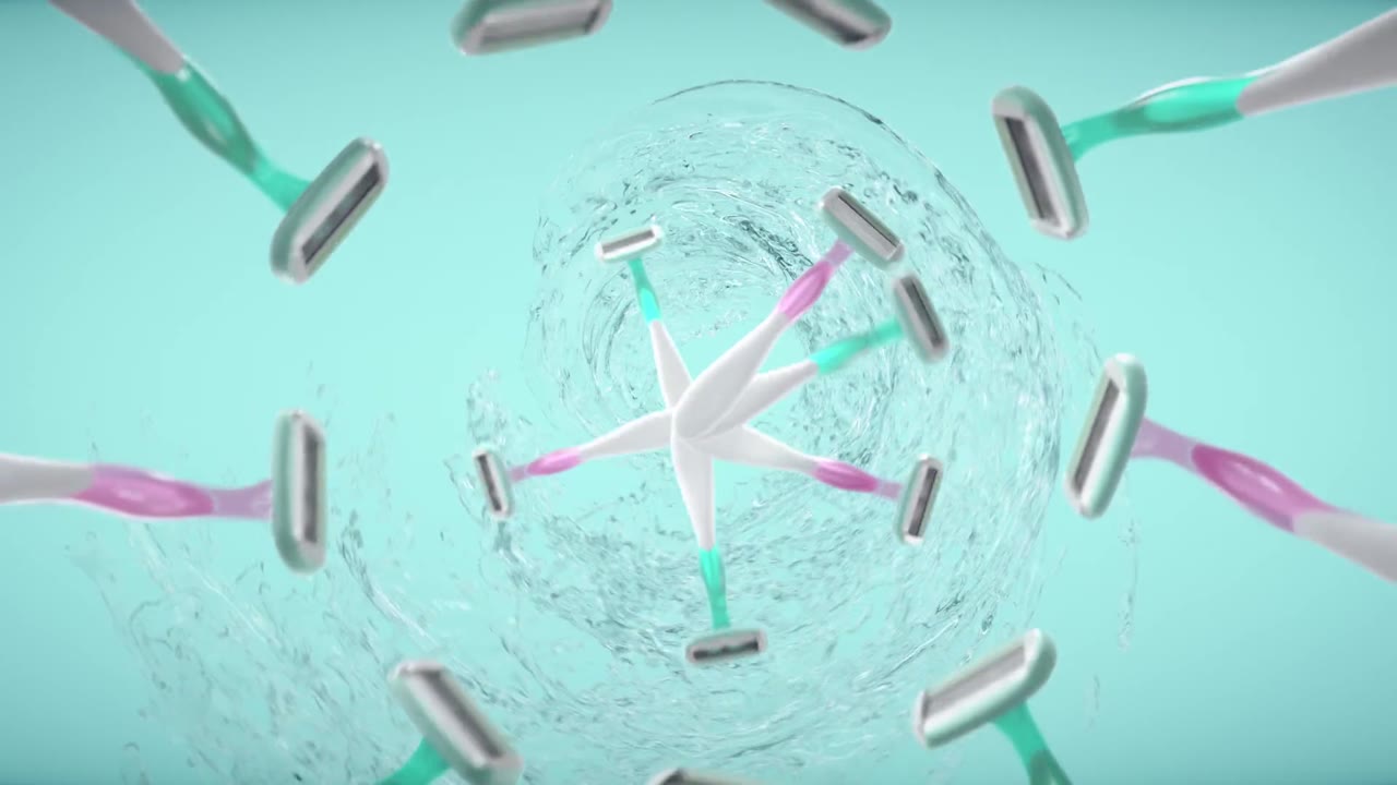 Razor heads orbiting in a vortex